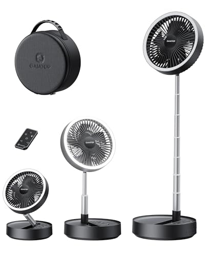 Gaiatop Portable Pedestal Fan 16000mAh Battery [Max 74h Runtime], Foldable Oscillating Standing Fan, Collapsible Desk Fan...