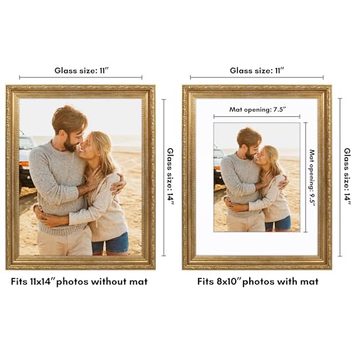 Americanflat 11x14 Picture Frame with Shatter-Resistant Glass - Use as 8x10 Frame with Mat or Display 11x14 Photo Without ...