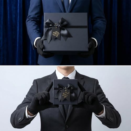 Afgaogw 5 Pack Black Nesting Gift Boxes with Lid, 5 Sizes Luxury Wrapping Boxes with Ribbon Bows & Label for Valentine's D...