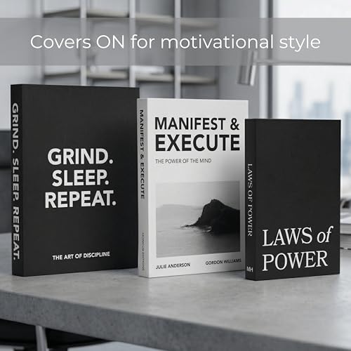 Moncur Home Decorative Coffee Table Books Set of 3 Black & White Design Books with Removable Covers and Real Blank Pages f...