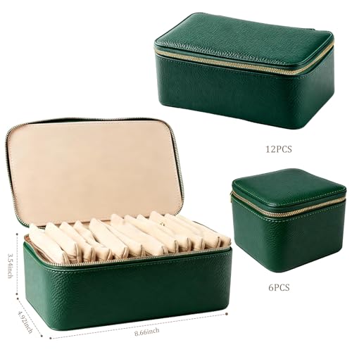 Yaliang Travel Jewelry Organizer, Travel Jewelry Box with 12 Velvet Zipped Pouches Bags for Jewelries Necklaces Rings Earr...