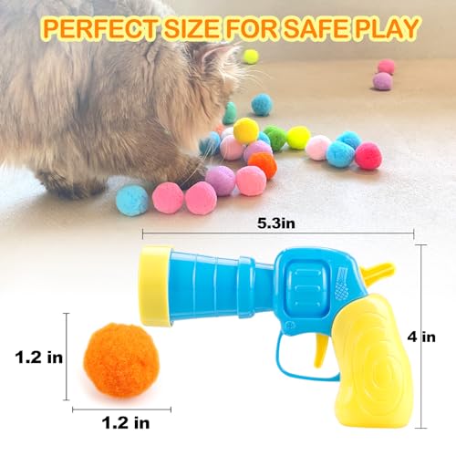 MeoHui 31Pcs Cat Ball Toy Launcher Gun,Cat Balls Fetch Toy,30Pcs Plush Fuzzy Balls Launcher Cat Toy for Cats with 1 Gun,Fu...