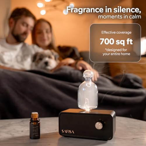 SAFISA Waterless Essential Oil Diffuser, Scent Diffuser for Home, 700 Sq. Ft., Portable Waterless Diffuser, Nebulizing Col...
