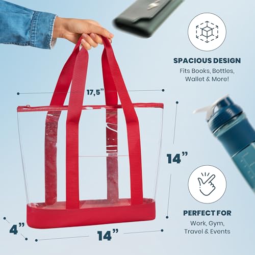 Handy Laundry Clear Tote Bag - Zipper Closure, Long Shoulder Strap, Fabric Trimming. | Zipper Closure, Long Shoulder Stra...