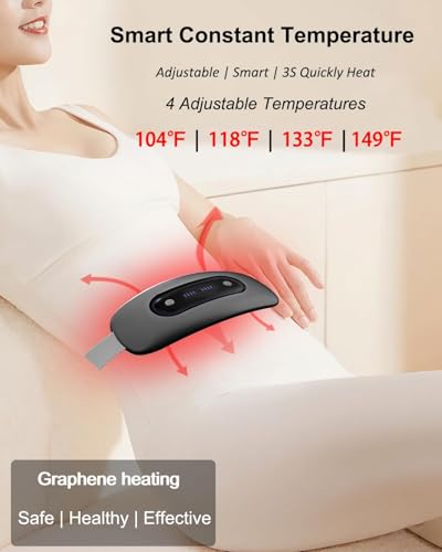 Electric Heating Pad, Portable Cordless Menstrual Heating Pad with 4 Heat Levels and 4 Massage Modes, Fast Large Heating B...