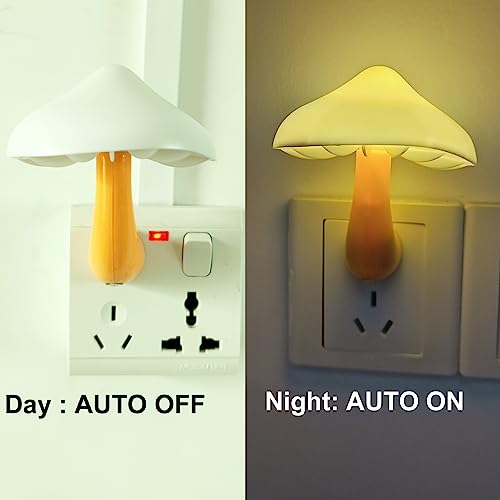 AUSAYE 2 Pack LED Mushroom Night Light Plug into Wall NightLight,Dusk to Dawn Sensor Wall Lamp Energy Saving Night Lights ...