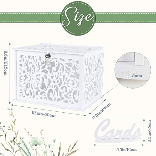 OurWarm White Wedding Card Box with Lock, PVC Gift Card Box for Wedding Decorations for Reception, Money Gift Boxes for Pa...