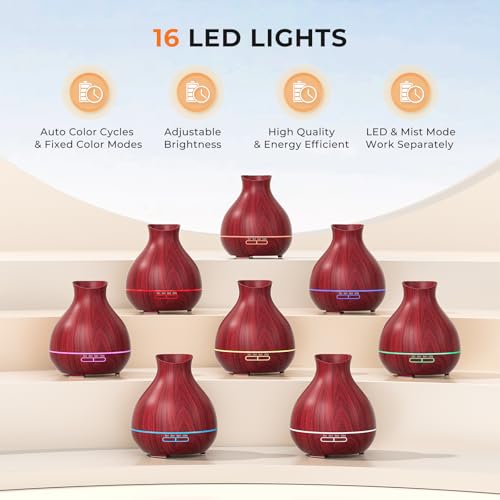 BZseed Aromatherapy Essential Oil Diffuser 550ml 12 Hours Wood Grain Aroma Diffuser with Timer Cool Mist Humidifier for La...