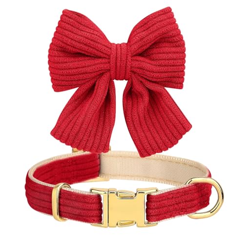 Didog Cute Small Dog Harness Collar and Leash Set with Bowtie, Breathable Soft Mesh Padded Puppy Harness, Christmas Dog Ha...