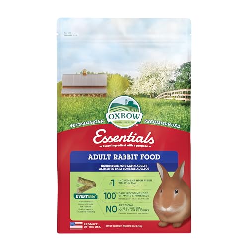 Oxbow Essentials Rabbit Food, Adult Rabbit, Made with Oxbow Timothy Hay, Pet Pellets with Vitamins & Minerals, Small Anima...