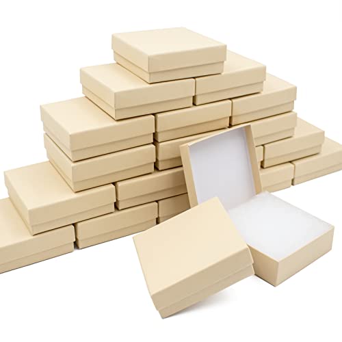 opaprain Cardboard Jewelry Brown Gift Boxes 20 Pack3.5×3.5×1 inches, its apply to displaying necklaces, rings, bracelets, ...