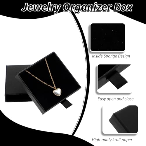 5 Pack Jewelry Gift Box, Sponge Fill Cardboard Jewelry Boxes Black Small Bracelet Gift Box for Women, Bracelet Necklace Ea...