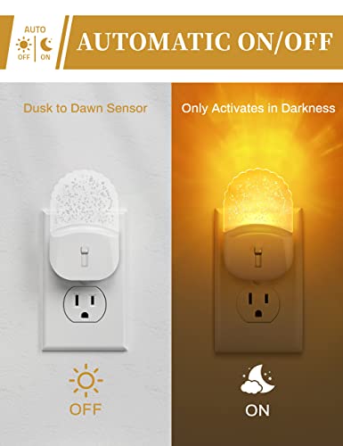 DORESshop Night Lights Plug Into Wall [2 Pack], Amber Warm Night Light, 1800K, Dusk to Dawn Sensor, Adjustable Brightness ...