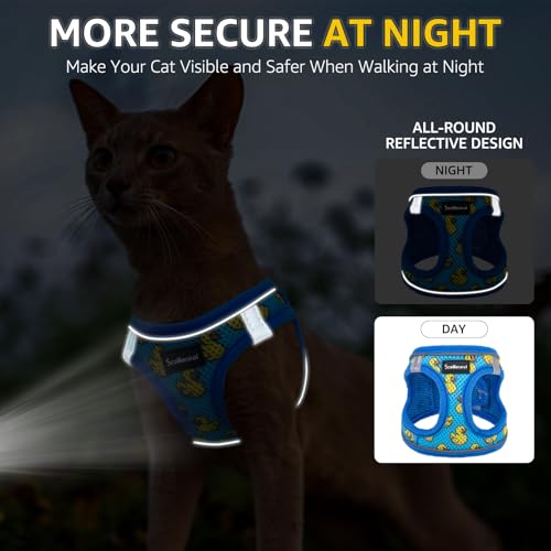 SCENEREAL Cat Harness & Leash Set Escape Proof - Adjustable Air Mesh Vest with Reflective Strips for Kittens, Puppies, Rab...