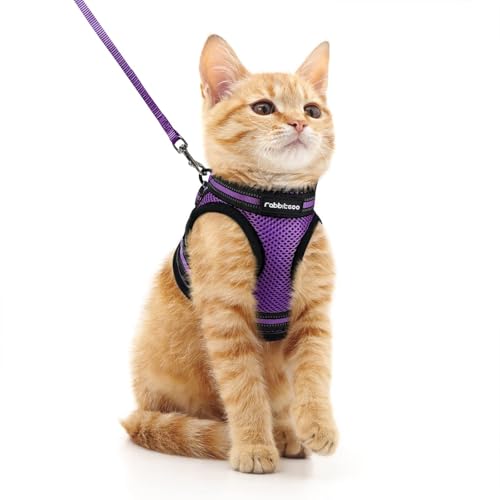 rabbitgoo Cat Harness and Leash Set for Walking Escape Proof, Adjustable Soft Kittens Vest with Reflective Strip for Cats,...