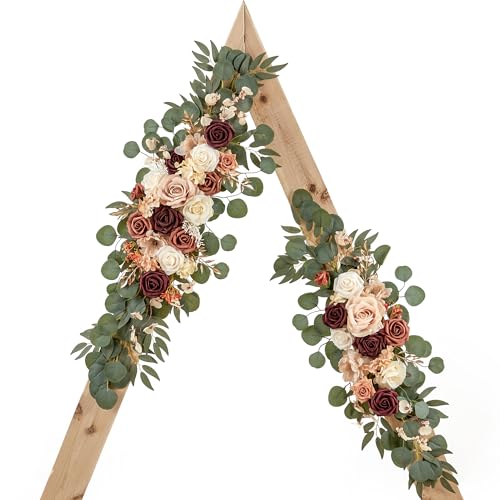Ting's time Wedding Arch Flower Pack of 2 Artificial Silk Large Flower Swag Welcome Sign Floral Swag Reception Backdrop Fl...