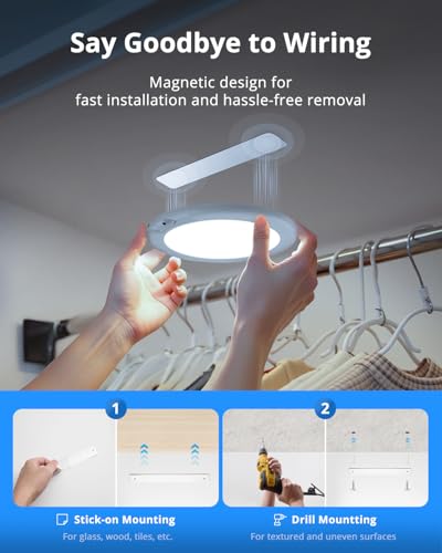 Combuh Rechargeable RGB Shower Lights - 12 Color Changing Ambient Light + Cool White, Motion Activated & Remote Control, W...