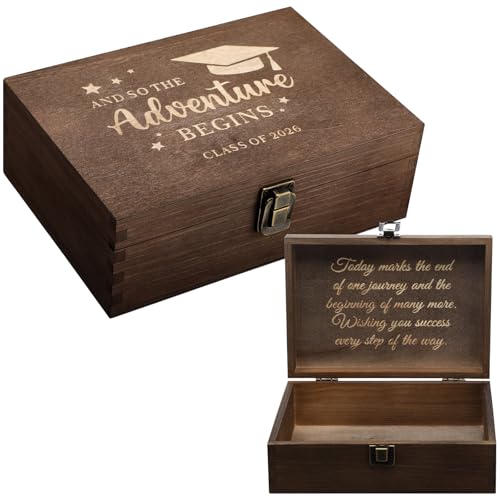 CroBlissful School Years Memory Box Graduation Keepsake Box 2026 Wooden Memory Boxes High School College Graduates Cap and...