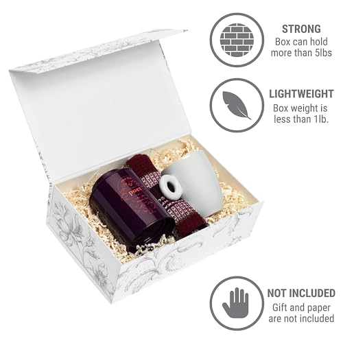 Sorarto Luxury Keepsake Gift Box | Silver Floral Decorative Boxes with Magnetic Lids for Presents, Wedding Memory Box, and...