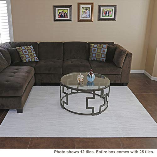 Home Aesthetics 100 Sq. Ft 3/8 Inch Thick Printed Foam Tiles Interlocking Foam Mat, 24" x 24", 25 pcs, White Wood Grain St...