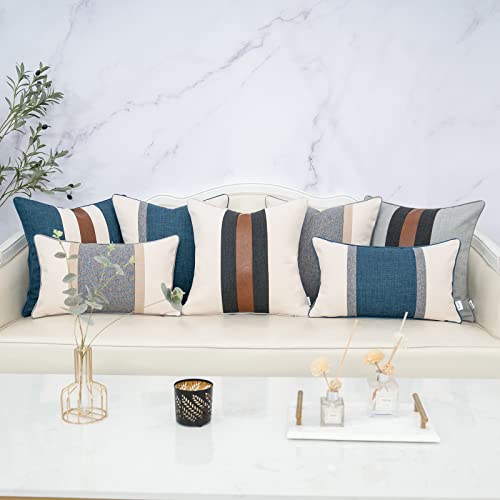 Yangest Patchwork Pillow Cover 12x20 Inch Luxury Cotton and Linen Cushion Cover Rectangle Pillowcover for Couch Bedroom Li...