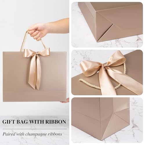 PASEOTA 12.6" Gift Bags Bulk, 10 Pcs Gift Bags with 20 Tissue Paper 10 Greeting Cards, Luxury Bag with Handles for Wedding...