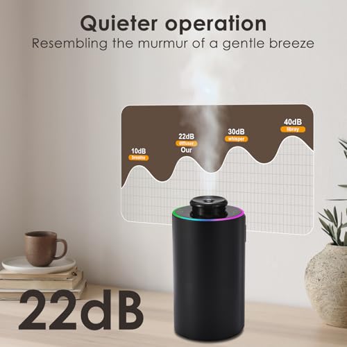 Waterless Essential Oil Diffuser with 8 Color LED Night Light, 3 Mist Levels & Timers, Portable Rechargeable Aromatherapy ...
