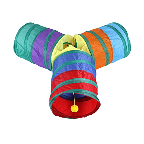 32Pcs Cat Toys Kitten Interactive Pet Toys Assortments, Foldable Rainbow Tunnel, Teaser Wand Fluffy Mouse Crinkle Balls Be...