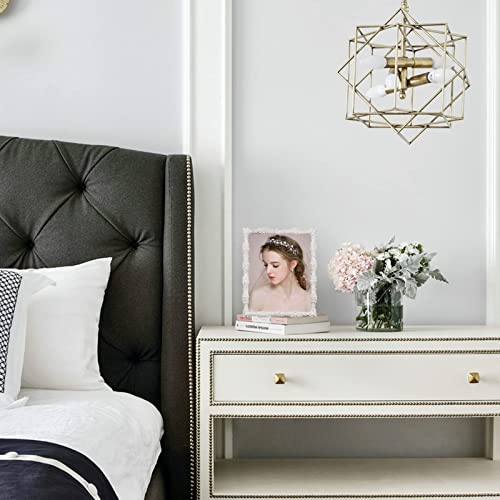 DIKAR 8x10 Picture Frame with Pearl for Wedding, Silver Plated with HD Acylic Finish Photo Frames with Rhinestones for Hor...