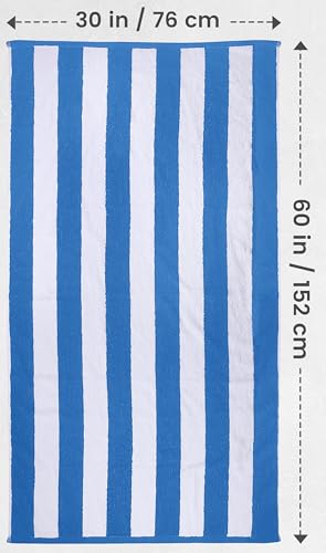 Utopia Towels Pack of 4 Cabana Beach Towels, Oversized 30 x 60 Inches Cotton Beach Towel Set, Smooth Ring Spun Texture for...
