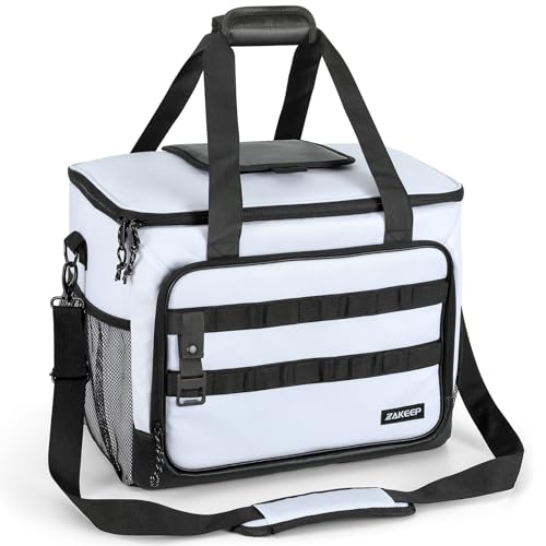 ZAKEEP Soft Cooler Bag, 30 Cans Collapsible Cooler with Adjustable Shoulder Straps, White Ice Chest for Camping, Beach, Hi...