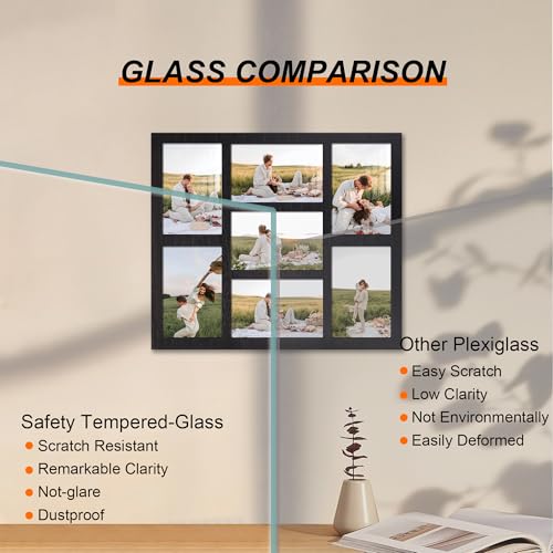 YESKAY 4x6 Picture Frame Collage for Wall Decor, Multiple Photo Collage Frames with Tempered Glass, 7-Opening for 4 x 6 Pi...