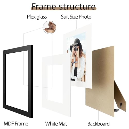 Picrit 8x10 Picture Frame Set of 12, Display 5x7 with Mat or 8x10 without Mat, Photo Frames for Wall Mounting or Table Top...