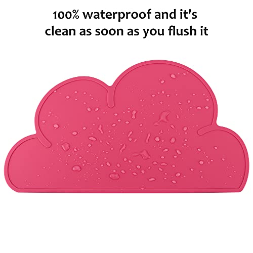 DesignSter Pet Food Mats–Dog Cat Feeding Mat Top Grade Cloud Silicone Pad Anti-Slip Waterproof Anti-Slip Bowl Placemat (Ruby)