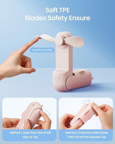 Gaiatop Portable Handheld Fan, 3 in 1 Mini Fan Handheld [17h Max Cooling], Foldable Personal Fans Pocket Design, USB Trave...