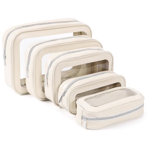 YOPCDJ 5PCS Diaper Bag Organizer Pouch Set, TSA Approved Toiletry Bag，Clear Waterproof TPU Makeup Bag Set Travel Organizer...