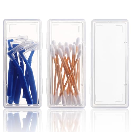 Matwsec 3PCS Floss Pick Holder Cotton Swab Holder Cotton Pad Holders Dental Floss Holders with Lid for Travel Cottons Buds...