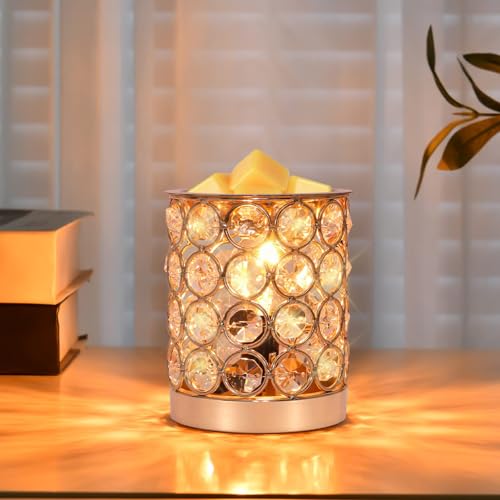 Crystal Wax Melt Warmer Candle Wax Warmer for Scented Wax 2 in 1 Wax Melts Fragrance Warmer Wax Cubes Melter Home Office D...