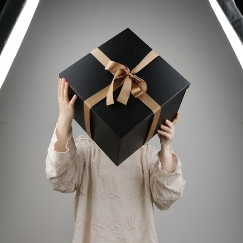 YINUOYOUJIA Large Gift Box 12x12x10 Inches,Black Gift Boxes for Presents,Birthday Box,for Packaging,Valentine's Day,Mothe...