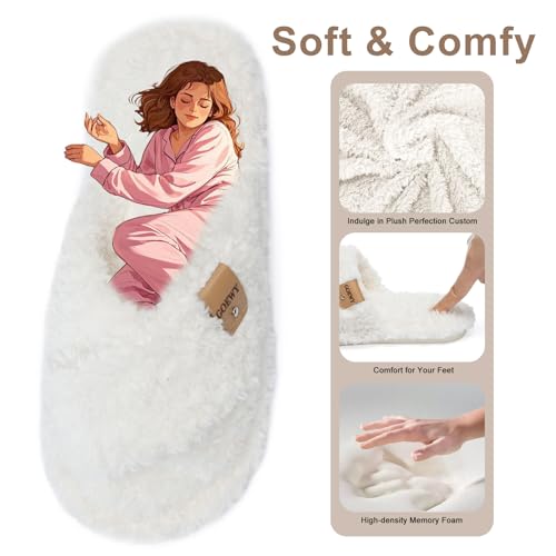 GOEWY Fuzzy Open Toe Slippers for Women Indoor and Outdoor with Memory Foam Cozy Cross Band Women's Slipper Cute Soft Hous...