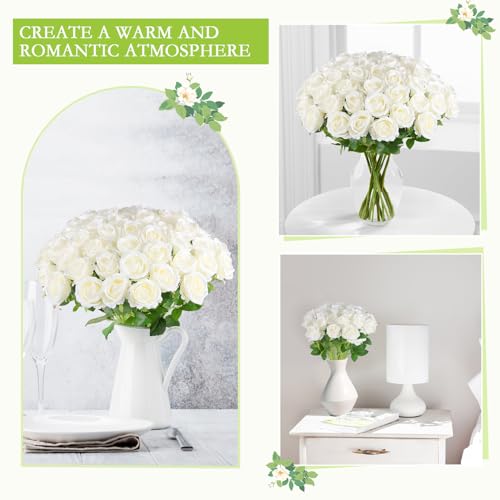 Hananona Artificial Roses in Bulk, Fake Velvet Silk Roses Realistic Rose for Wedding Centerpieces Flower Arrangement Home ...