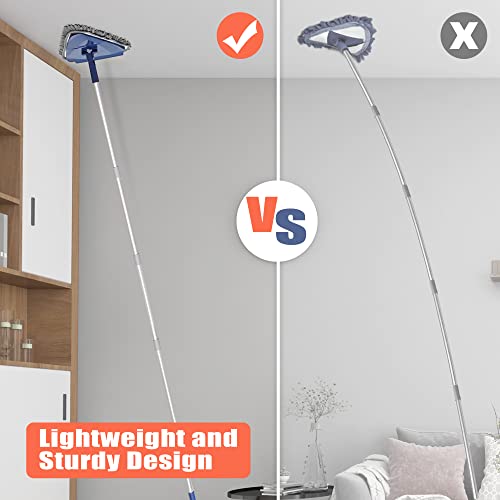 JEHONN Wall Cleaner Mop with Long Handle 82 Inches, 3-in-1 Ceiling Cleaning Tool Duster with 6 Replacement Microfiber Chen...