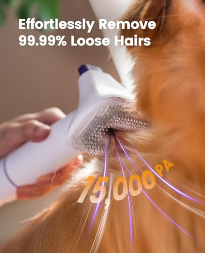oneisall Dog Grooming Vacuum Kits: 15000Pa Shedding Brush with Grooming Tools, 3 Suction Low Noise, Pet Grooming Vacuum fo...