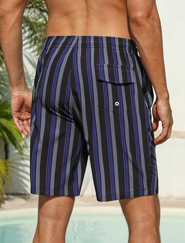 SILKWORLD Mens Swim Trunks with Compression Liner 2 in 1 Quick Dry Bathing Suit No-Chafing Beach Shorts with Zipper Pockets