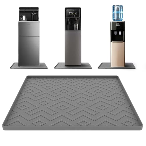 Water Cooler Mat – 19.7" x 19.7" Silicone Water Dispenser Mat for Floor & Countertop, Spill-Proof & Waterproof Tray for Co...