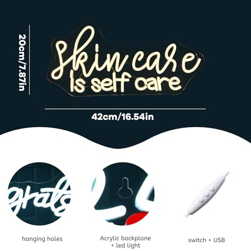 WLHOPE Skin Care is Self Care Neon Signs for Wall Decor LED Lights Decorations for Beauty Salon Facial Spa Bathroom, Get Y...