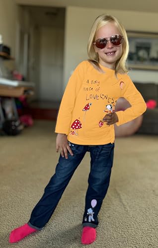 LUKYCILD Toddler Girl Clothes Baby Girl Long Sleeve Top + Jeans Pants with Pockets 2 Piece Outfit Cartoon Clothing Set