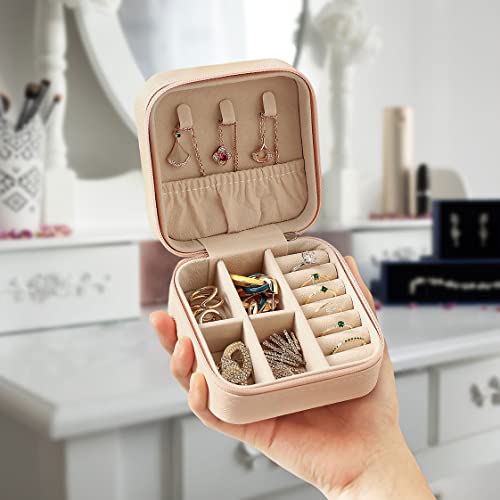 ZPROW Travel Jewelry Case, Mini Portable Jewelry Travel Boxes, Small Jewelry Organizer for Rings, Earrings, Pendants, Watc...