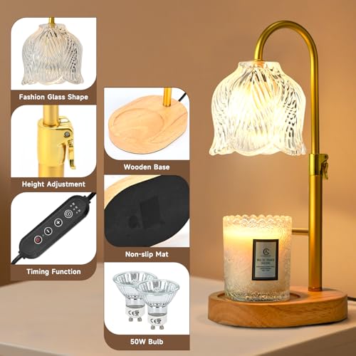Geckowi Candle Warmer Lamp with Timer, Valentine's Day Birthday Gifts for Women Mom, Height Adjustable Wax Melts Warmer, W...
