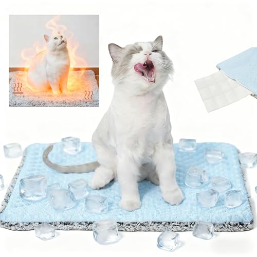 WKWLK Two Uses'Cat Mat,Self Warming&Cooling Cat Mat.18 * 24in-Cooling Cat Pad.Hot/Cold Mat for Pets.Cats self Heating pad....